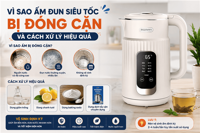 Vì Sao Ấm Đun Siêu Tốc Bị Đóng Cặn Và Cách Xử Lý Hiệu Quả
