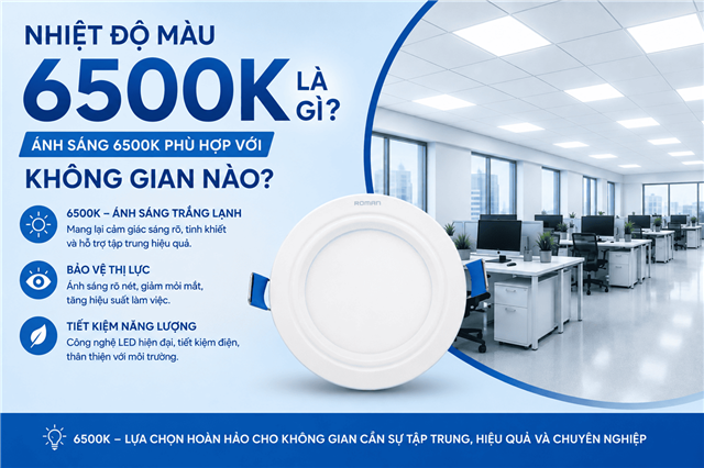 Nhiệt Độ Màu 6500K Là Gì? Ánh Sáng 6500K Phù Hợp Với Không Gian Nào? 