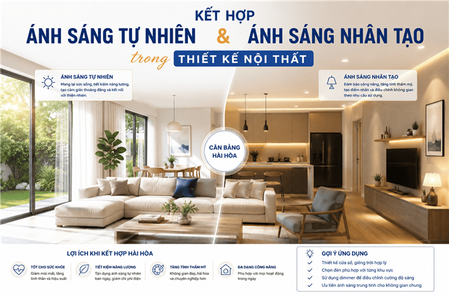 Kết Hợp Ánh Sáng Tự Nhiên Và Ánh Sáng Nhân Tạo Trong Thiết Kế Nội Thất
