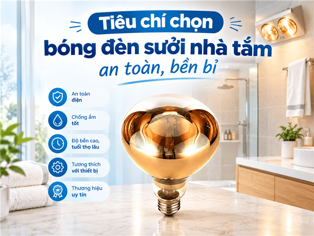 Tiêu Chí Chọn Bóng Đèn Sưởi Nhà Tắm An Toàn, Bền Bỉ