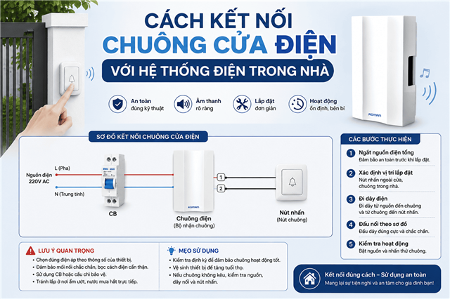 Cách Kết Nối Chuông Cửa Điện Với Hệ Thống Điện Trong Nhà 