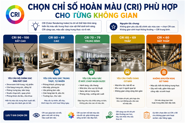 Chỉ Số Hoàn Màu (Cri) Của Đèn Ánh Sáng Trắng Quan Trọng Như Thế Nào?