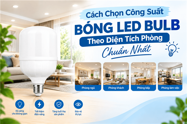 Cách Chọn Công Suất Bóng LED Bulb Theo Diện Tích Phòng Chuẩn Nhất