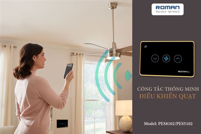 Điều khiển từ xa với công tắc quạt trần thông minh 