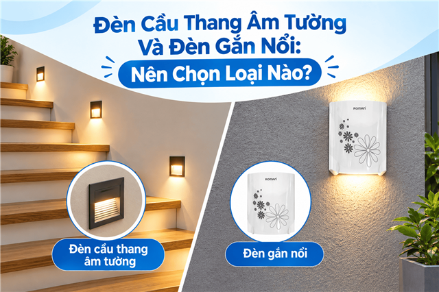 Đèn Cầu Thang Âm Tường Và Đèn Gắn Nổi: Nên Chọn Loại Nào?