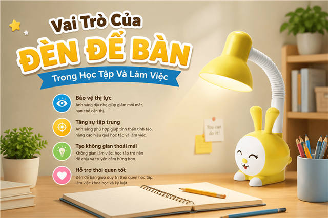 Vai Trò Của Đèn Để Bàn Trong Học Tập Và Làm Việc 