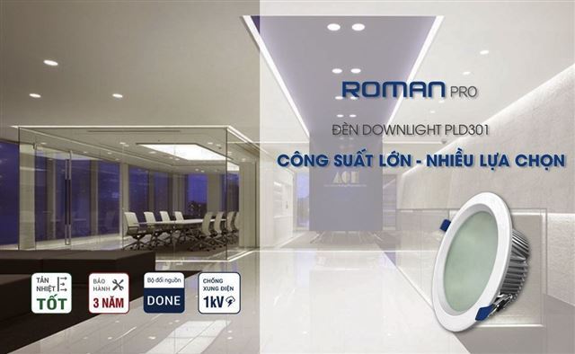 Đèn Downlight PLD301 Roman Pro công suất lớn, nhiều lựa chọn