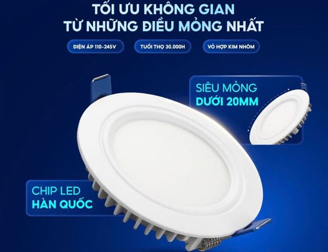 Đèn Led Downlight Siêu Mỏng - Giải Pháp Chiếu Sáng Cho Nhà Trần Thấp