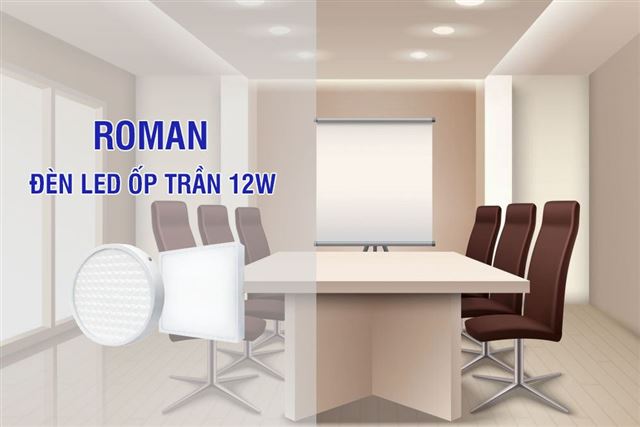 Tổng hợp các loại đèn LED ốp trần 12w Roman 