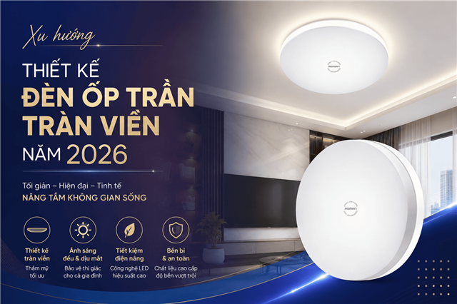 Xu Hướng Thiết Kế Đèn Ốp Trần Tràn Viền Năm 2026