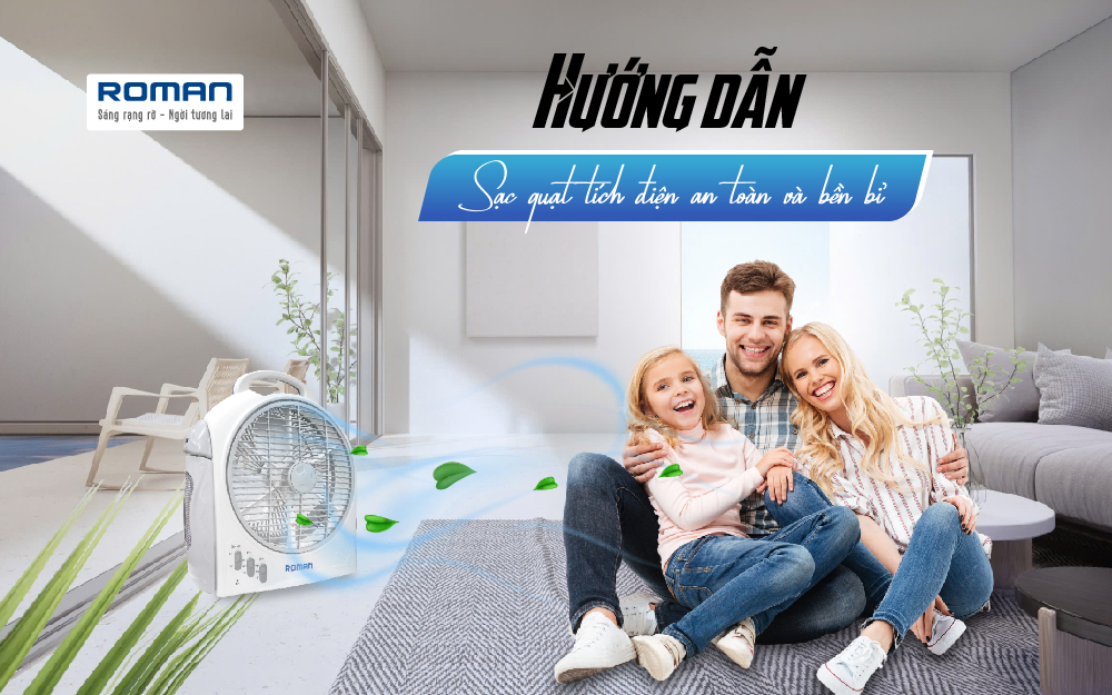 hướng dẫn sạc quạt tích điện