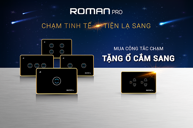 [Roman Pro] Khuyến mãi Mua công tắc chạm - Tặng ổ cắm sang