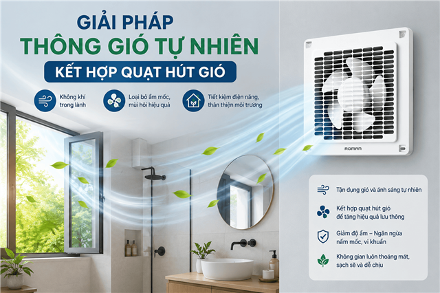 Giải Pháp Thông Gió Tự Nhiên Kết Hợp Quạt Hút Gió