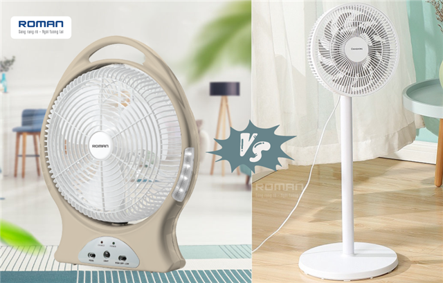 So sánh quạt sạc tích điện và các loại quạt thông thường khác