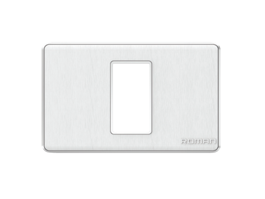 GA- Mặt 1 lỗ ngang trắng xước, khung viền bạc bóng GA01N-TB