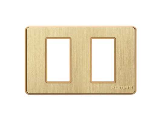 GA- Mặt 2 lỗ ngang xước màu sâm panh, khung viền vàng bóng GA02N-CV