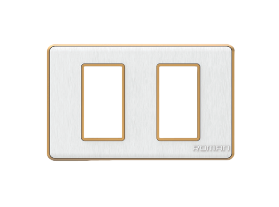 GA- Mặt 2 lỗ ngang trắng xước, khung viền vàng bóng GA02N-TV