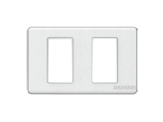 GA- Mặt 2 lỗ ngang trắng xước, khung viền bạc bóng GA02N-TB