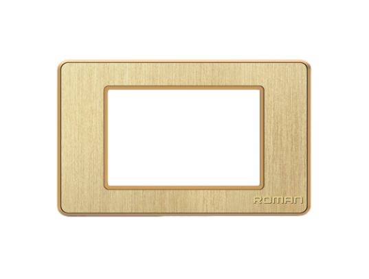 GA- Mặt 3 lỗ ngang xước màu sâm panh, khung viền vàng bóng GA03N-CV