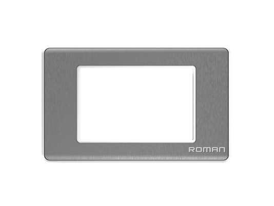 GA- Mặt 3 lỗ ngang xước sơn màu ghi xám, khung viền mạ bạc bóng GA03N-GB