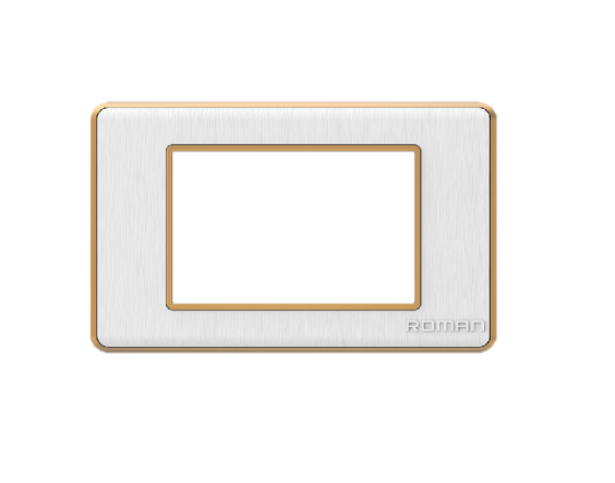 GA- Mặt 3 lỗ ngang trắng xước, khung viền vàng bóng GA03N-TV