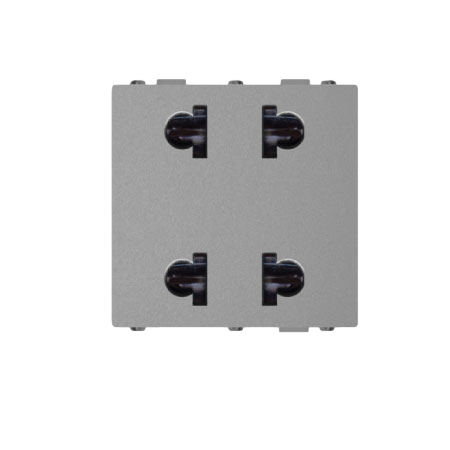 GA- Ổ cắm đôi hai chấu sơn màu ghi xám GA122N-G