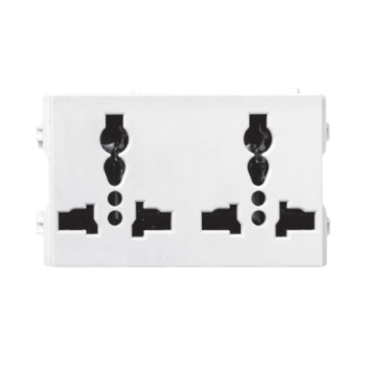 GA- Ổ cắm đôi ba chấu đa năng màu trắng GA123-T