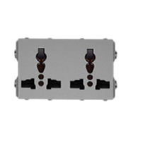 GA- Ổ cắm đôi ba chấu đa năng sơn màu ghi xám GA123-G