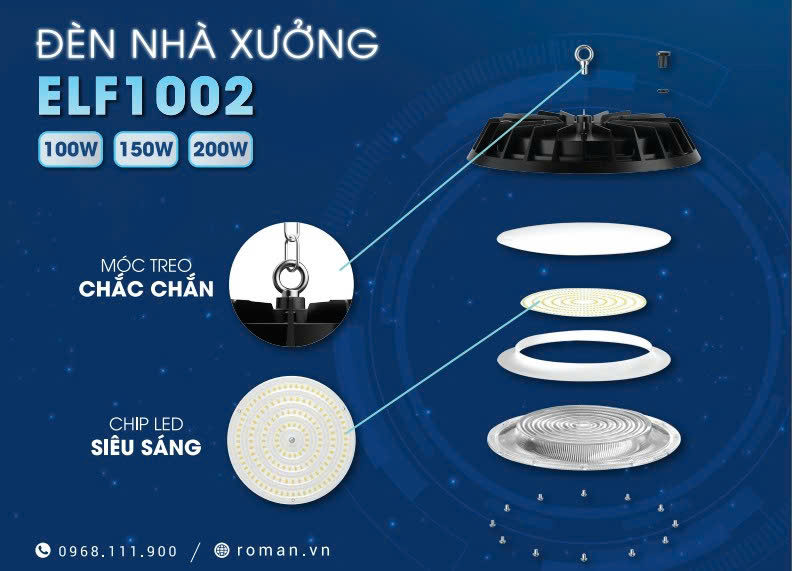 đèn nhà xưởng led 100w