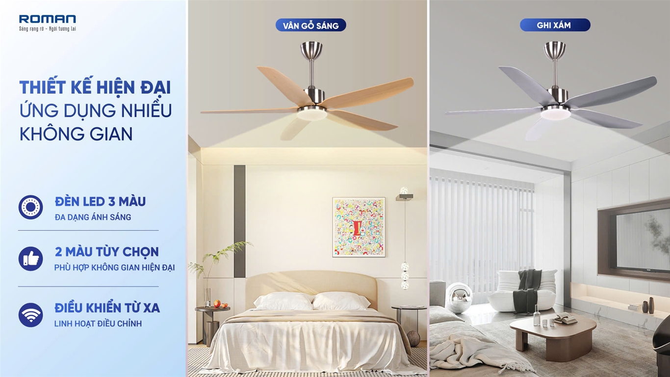 Quạt trần 5 cánh vân gỗ HFC56C1NG
