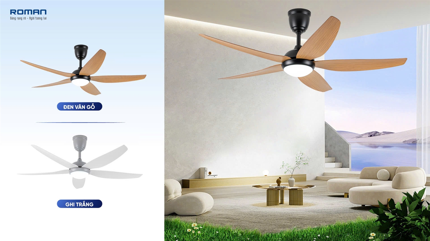 Quạt trần 5 cánh vân gỗ HFC56D1/BG