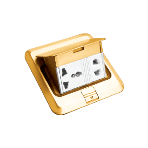 Ổ cắm âm sàn đơn 3 chấu đa năng + Đơn 2 chấu