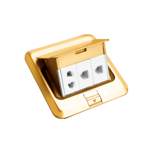 Ổ cắm âm sàn ổ đơn 2 chấu + 2 Hạt mạng