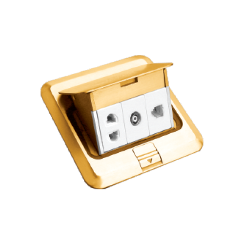 Ổ đơn 2 chấu + Hạt tivi + Hạt mạng