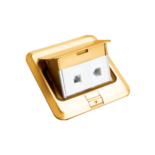 Ổ cắm âm sàn 1 hạt điện thoại + 1 Hạt mạng + 1 nút che trơn