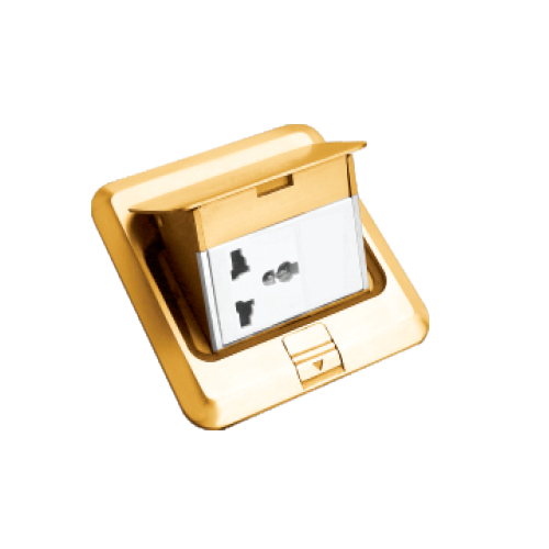 Ổ cắm âm sàn ổ đơn 3 chấu đa năng + 1 nút che trơn