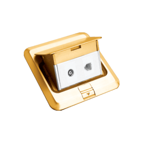 Ổ cắm âm sàn 1 hạt tivi + 1 hạt mạng + 1 nút che trơn